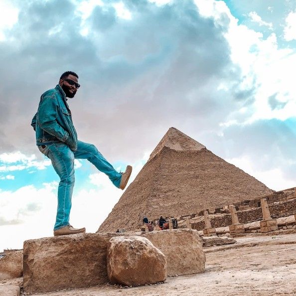 At the pyramids in Giza, Egypt