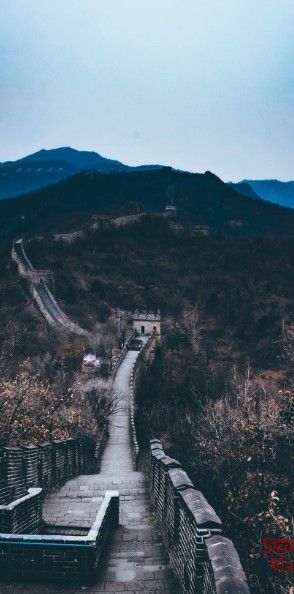 The Great Wall of China winding over the mountains