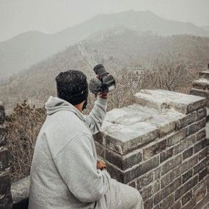 Filming from the Great Wall of China